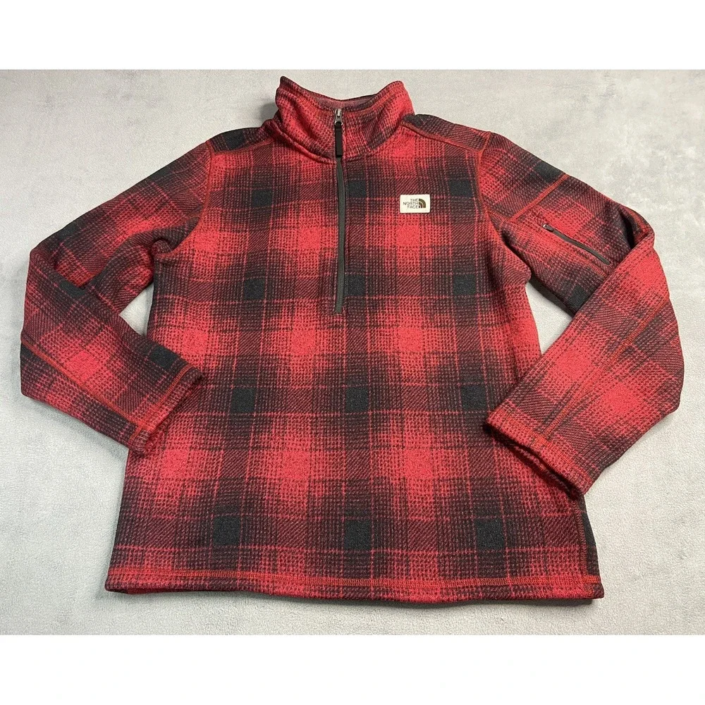 Vintage The North Face Pullover Sweater Large Red Plaid Brown Tag Gorpcore Hike